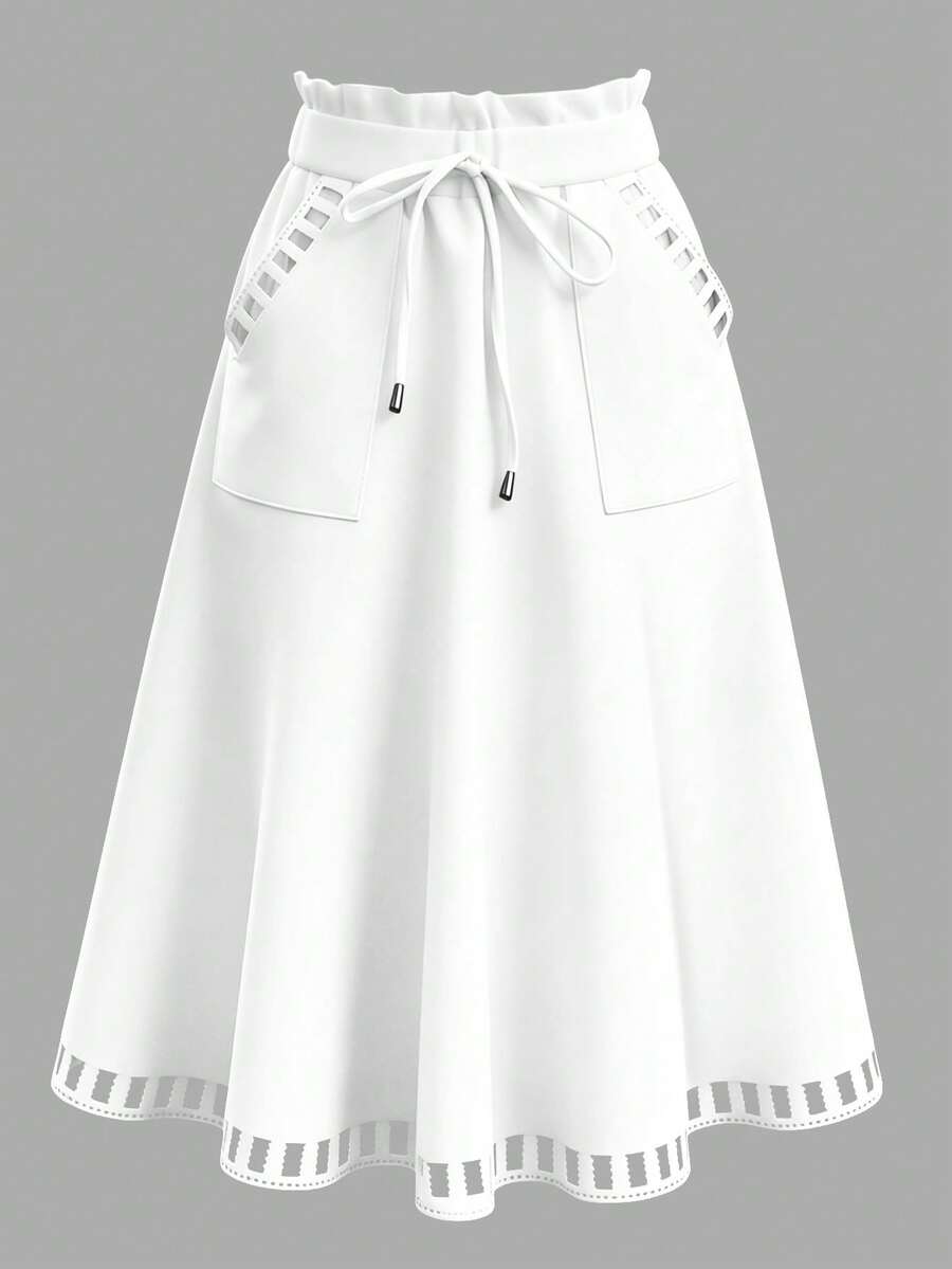 Plus Size Elegant White Skirt For Commuting - White - View 1