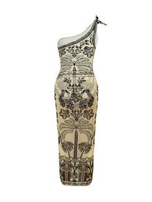 SHEIN BamGlam Bộ đồ bơi liền thân in họa tiết thời trang dành cho nữ, thích hợp cho mùa xuân/hè. - Nhiều màu - Xem 5