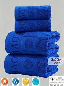 3pcs Pure Cotton Jacquard Heart (Thin And Light) 100% Cotton Bathroom Towel/Or Optional Towel Fabric Is Not Thick, Suitable For Business Trips And Travel, Lightweight For Carrying Couple Gifts, Home Use All Cotton Absorbent, Choose Your Favorite Size, Refer To Size Chart, Wedding Party, Home Decoration - Royal Blue - View 1