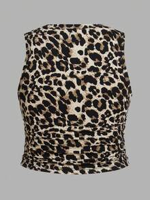 Comfortcana Bộ 3 áo tank top cỡ lớn, kiểu dáng thường ngày, màu trơn và họa tiết da báo, ôm dáng, thích hợp cho mùa hè. - Nhiều màu - Xem 4