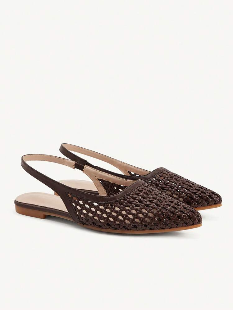 CUCCOO CHICEST Ladies Pointed Real Woven Splicing Daily Travel Casual Versatile Fashion Sandals Flat