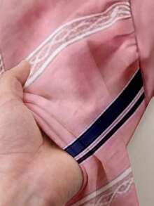 EMERY ROSE 母亲节休闲浪漫撞色条纹加大码女式荷叶边短袖衬衫，适合夏季和度假穿着 - 彩色 - 查看 5