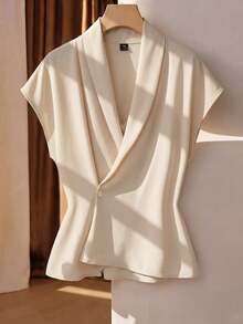 Franclia Plus Size Scoop Neck Minimalist Casual Design Elegant Blouse For Summer Office Gym Brown Teachers' Day - Apricot - View 6