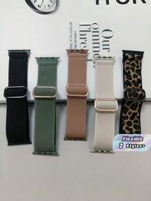 5 Packs Nylon Sport Loop Band For Apple Watch - Stretchy Comfort Strap Compatible With Ultra/SE/Series 10-1, 38-49mm - Multicolor - View 1