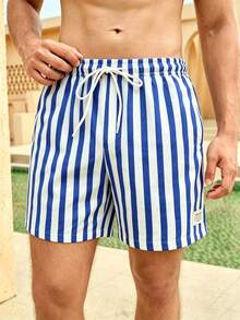 Manfinity VDAYZ Quần short nam kẻ sọc dáng casual đi biển - Nhiều màu - Xem 6
