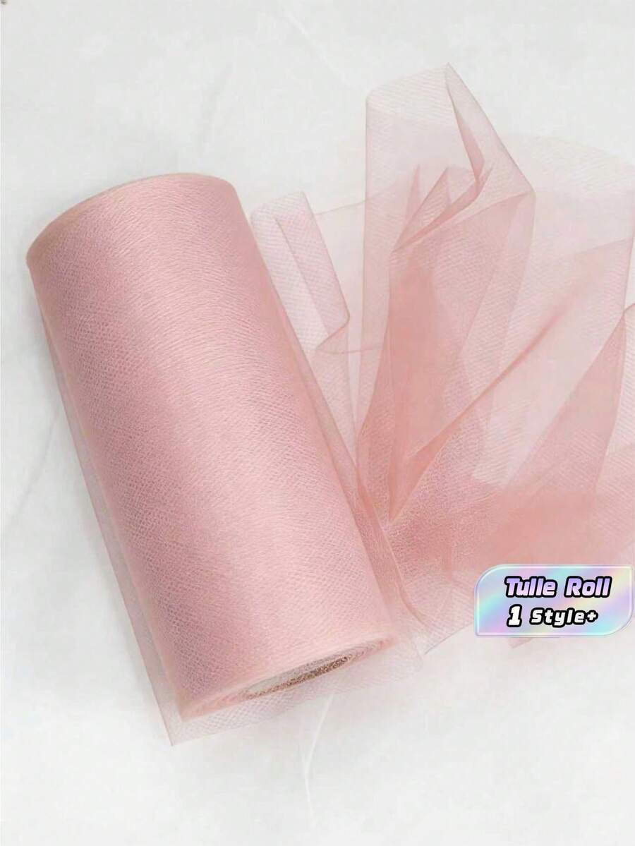1 Cuộn vải tuyn voan màu hồng kích thước 15cm*2200cm dùng để trang trí váy cưới, tiệc tùng, váy phủ bàn, trang trí tiệc Valentine, trang trí sinh nhật. - Hồng - Xem 1