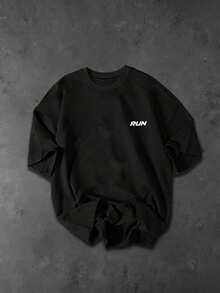 Gym Rark Men's Letter Print Round Neck Short Sleeve Sports T-Shirt, Summer - Black - View 3