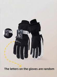 1 Pair Unisex Winter Ski Gloves With Thermal Fleece Lining Water Resistant Fabric Touchscreen Compatible Back Pocket For Keys Cards Outdoor Sports Riding Commuting Accessory - Multicolor - View 9