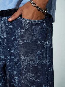 Modcrash Quần jeans ống đứng cạp trung ONE.DINY kiểu Mỹ, chất liệu jacquard, thoải mái và thanh lịch, thích hợp làm quà tặng dịp lễ. - Màu xanh lam - Xem 7