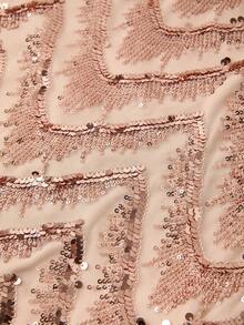 SHEIN Ellevyn Women's Sequin Patchwork Casual Versatile Date Night Mini Skirt - Gold - View 5