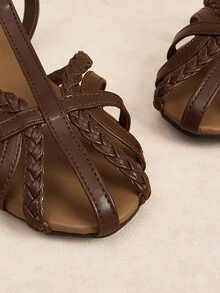 Rosivie Sandal đế bằng thời trang thường ngày dành cho nữ, thiết kế khóa cài. - Cà phê nâu - Xem 4