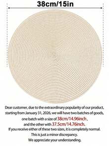 1/4/6/12PCS Ivory Round Woven Placemats Waterproof Durable Non-Slip Heat Resistant Coaster Table Mat For Restaurant Kitchen Office Outdoor Picnic Party Decor Wedding Housewarming Gift - Ivory White - View 13