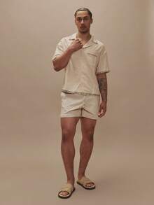 Musero Pantalones cortos con cintura elástica, detalles de cordón cruzado y silueta cuadrada, esenciales de primavera y verano para vacaciones - Gris - Ver 5