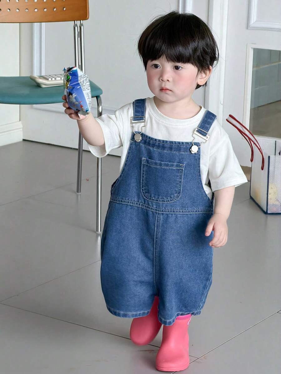 DAZY Toddler Boys' Washed Casual Denim Bib Overalls - Blue - View 1
