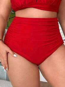 Swim Lushoire Quần bơi size lớn 2026 mới, cạp cao, nhún eo kiểm soát bụng, cho kỳ nghỉ, tiệc bãi biển, màu đỏ, mùa hè - Đỏ - Xem 5