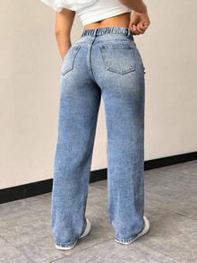 Flexra Quần Jeans Denim Cổ Điển Giặt Giặt Đa Năng Thời Trang Nữ Cỡ Lớn - Rửa trung bình - Xem 2