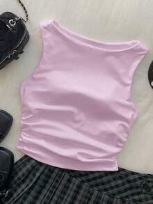 Comfortcana Camiseta de tirantes de algodón puro blanco, primavera/verano - Morado - Ver 3