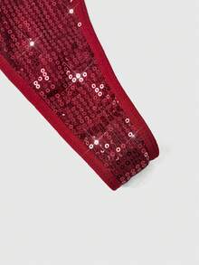 ROMWE Grunge Punk Gothic Punk Sequin Halter Jumpsuit - Burgundy - View 4