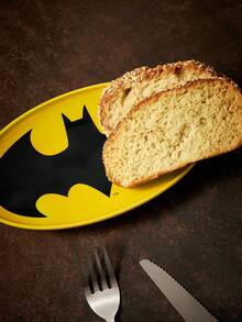 BATMAN X SHEIN 1 Đĩa gốm mini họa tiết logo, phù hợp cho món tráng miệng, trái cây, thực phẩm cỡ nhỏ, cũng có thể dùng làm đồ lưu trữ trong nhà, đựng chìa khóa, trang sức, v.v., phù hợp cho lò vi sóng và máy rửa bát, phù hợp sử dụng tại nhà, Bats - Màu vàng - Xem 2