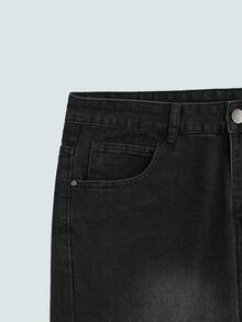 MODCRASH Men's Loose Wide Leg Casual Denim Bermuda Shorts Jorts Spring To Summer , Retro American, Unisex, Relaxed Fit Summer Outfits – Suitable For Everyday Wear And Summer Holiday Outfits. - Black - View 3