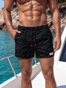 Solantero Pantalones cortos de playa casuales con cordón para hombre, vacaciones - Gris Oscuro - Ver 6
