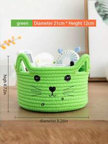 Cesta de almacenamiento tejida en forma de gato, organizador de control remoto, soporte de escritorio para cosméticos, bandeja multifuncional - Multicolor - Ver 14