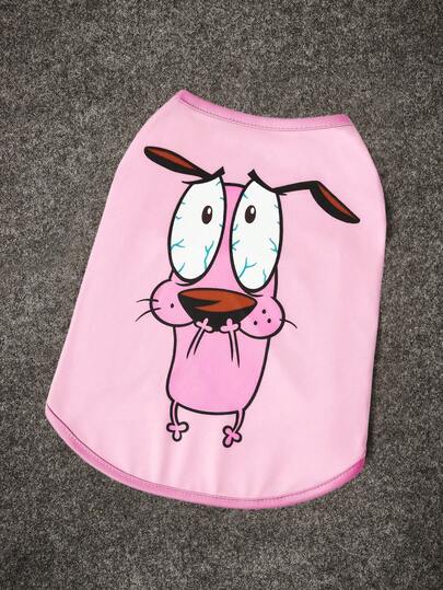 COURAGE THE COWARDLY DOG X SHEIN 1 Cute Cartoon Printed Pet Vest, Universal For Cats And Dogs, Sizes From XXS To XXXXXL, From Extra Small To Extra Large, Timid Dog
