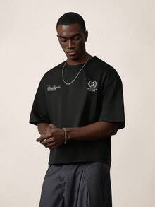 STYNVO Men's Street Fashion Printed Short Sleeve T-Shirt - Black - View 2