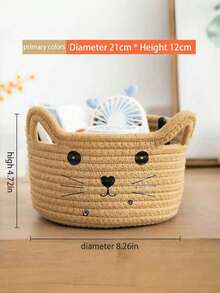 Cesta de almacenamiento tejida en forma de gato, organizador de control remoto, soporte de escritorio para cosméticos, bandeja multifuncional - Multicolor - Ver 10