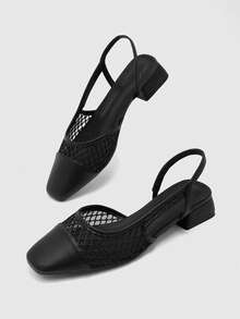 CUCCOO BIZCHIC Sepatu Pumps Wanita Ujung Lancip Hak Blok Warna-warni, Musim Semi/Panas - Grafit Hitam - View 3
