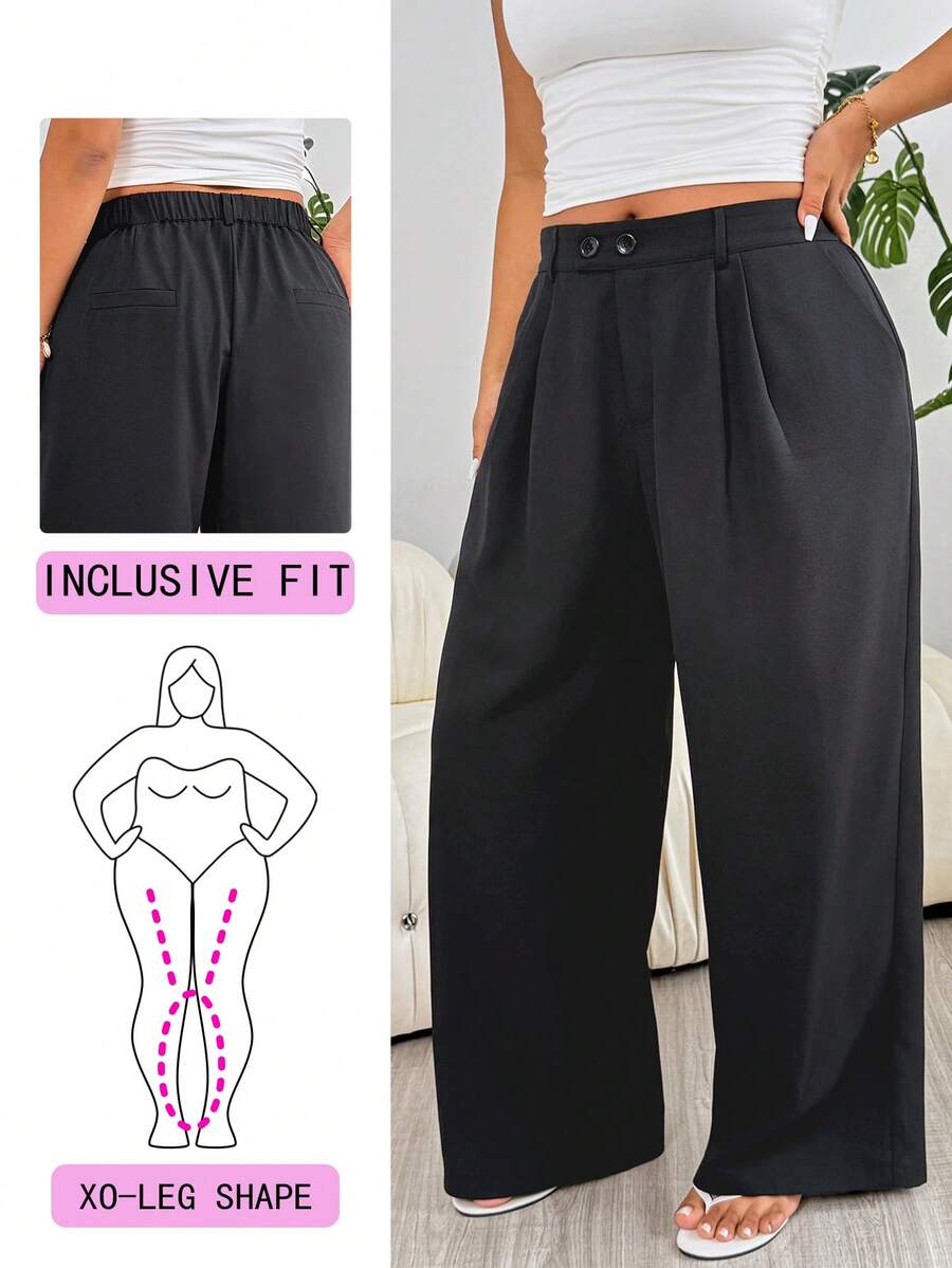 Solflare Pantalones sueltos y casuales de color negro talla grande, aptos para exteriores, uso diario, fiestas, viajes, bodas, festivales de música, vuelta al colegio, graduación, vacaciones en la playa, ropa urbana, ropa de estar en casa, compras, paseos por la ciudad, uso versátil, con tela con caída tipo blazer, nueva colección primavera/verano - Negro - Ver 1