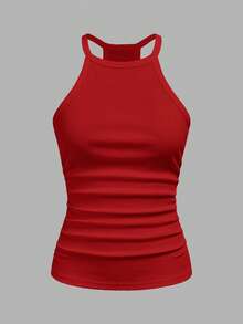 Slaydiva Áo tank top nữ màu trắng trơn, cổ tròn, lưng chữ Y, kiểu dáng trễ vai, cơ bản, đa năng, phong cách thường ngày, hợp xu hướng Xuân/Hè 2026. Thích hợp cho các buổi hẹn hò, ngày Valentine, mùa cưới, tiệc tùng, câu lạc bộ gợi cảm, thể thao, yoga, kỳ nghỉ, bãi biển, phong cách boho, bãi biển đầy cát, trở lại trường học, đi chơi hàng ngày, tiệc tùng, tiệc trà chiều, trang phục ăn sáng muộn, trang phục sân bay. - Đỏ - Xem 3