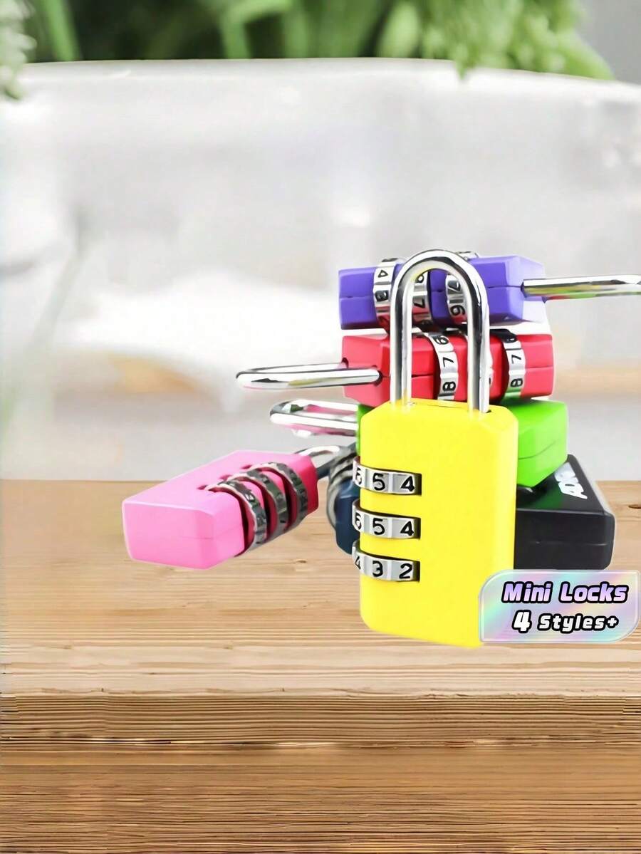 3PCS Mini Combination Locks Alloy Material Multi Color Options Anti Theft Security For Pencil Case Suitcase Backpack Drawer Locker Travel School Office - Multicolor - View 1