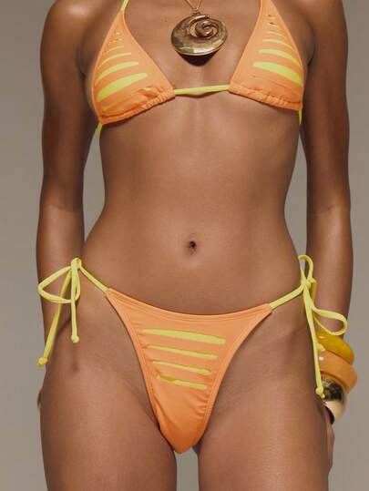 MUSERA Quần bikini buộc dây bên hông phối màu tương phản, kiểu dáng rách rưới, chỉ có phần dưới, thích hợp cho kỳ nghỉ hè, lễ hội, tiệc tùng, bãi biển, lễ hội hóa trang.