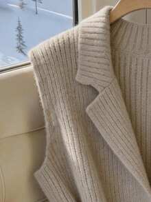 Qadelle Áo khoác cardigan dệt kim không cổ, có túi, kiểu dáng thanh lịch, thường ngày dành cho nữ, không kèm thắt lưng. - Xám - Xem 5