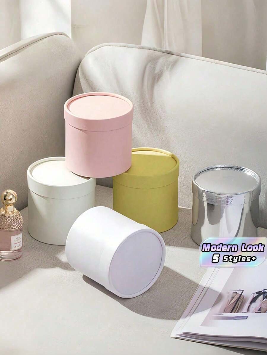 1pc Small Round Bucket Vase Solid Color Flower Arrangement Vase DIY Craft Home Decor Gift Packaging Holiday Christmas Wedding Party Decorations Minimalist Modern Desk Decor Vase For Living Room Office - multicolor - View 1