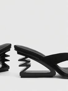 CUCCOO SZL Giày sandal thời trang nữ, giày cao gót dự tiệc, giày đi nghỉ hè, thanh lịch và đa năng, phù hợp cho công sở và thường ngày, giày thời trang mùa xuân, giày cho kỳ nghỉ xuân, giày lễ Phục sinh, giày Giáng sinh. - màu đen - Xem 5