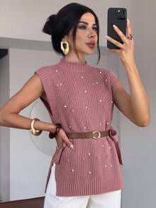 Women Sweater Vests - Dusty Pink - View 5