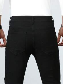 Manfinity CityGents Nam Skinny Jeans Slim Fit Dài Wash Dark Wash Jean Cargo Plain Black Work Basic Chồng - màu đen - Xem 8