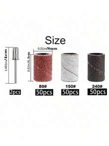 150Pcs Sanding Bands For Nail Drill Color Coarse Fine With 2Pcs Nail Drill Bits 3 32 Mandrel Bits Portable Storage Box Set Manicure Tool For Salon Home - Multicolor - View 7