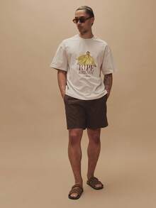Musero Micro Double Button Detailing Elasticated Waistband Shorts Spring Summer Essentials Holiday Beachy - Coffee Brown - View 5