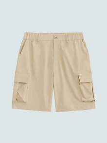 Modcrash Quần short kaki nam kiểu cargo, nhiều túi, ống thẳng, phong cách đường phố. - Màu Khaki - Xem 1