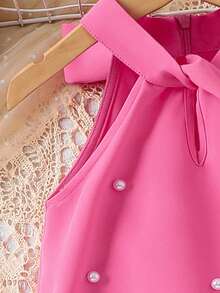 SHEIN 女童无袖纯色串珠连衣裙 - 彩色 - 查看 6