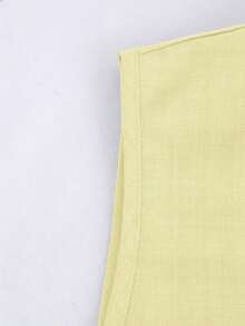 Franclia Blusa de mujer talla grande con decoración de hebilla metálica en hombro asimétrico y sexy en forma de S, top romántico para primavera/verano, adecuado para el Día de San Valentín - Amarillo claro - Ver 4