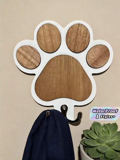 1/2 个时尚木质爪印墙钩 - 抛光手工毛巾和衣物挂钩，通用配件挂钩，适用于卧室和浴室装饰、墙面装饰、美观的房间装饰，可爱的奢华木质爪形双头挂钩，非常适合在任何走廊或杂物间悬挂狗绳