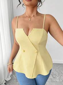 Elenzga Áo blazer hai dây cổ chữ V dáng suông mùa hè dành cho nữ cỡ lớn, áo croptop cổ chữ V gợi cảm, áo blazer hai dây cổ chữ V cài cúc đôi ôm sát eo thời trang, phù hợp cho các dịp trang trọng như dạ hội, tiệc cocktail hoặc hộp đêm. Áo khoác có khóa kéo Zoey Outfit, áo công sở thường ngày dành cho nữ, trang phục sở thú dành cho nữ. - Màu vàng - Xem 6