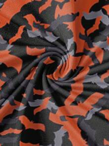 BATMAN X SHEIN Manfinity EMRG 男士美式橙黑迷彩印花宽松短裤 - 彩色 - 查看 5