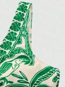 Swim Oasis Maiô feminino de uma peça com estampa botânica e calça integrada - Multicolorido - Ver 9