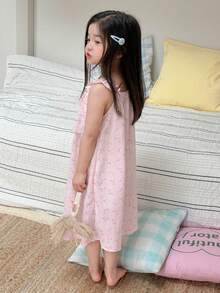 Dazy Kids 女童无袖碎花宽松连衣裙（小号），家居服 - 淺粉色 - 查看 7