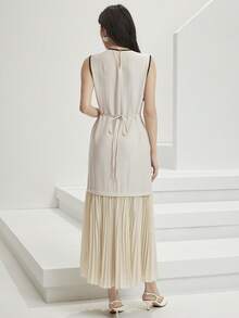 Women's Sleeveless Elegant Dress With Ruffle Hem - Multicolor - View 6